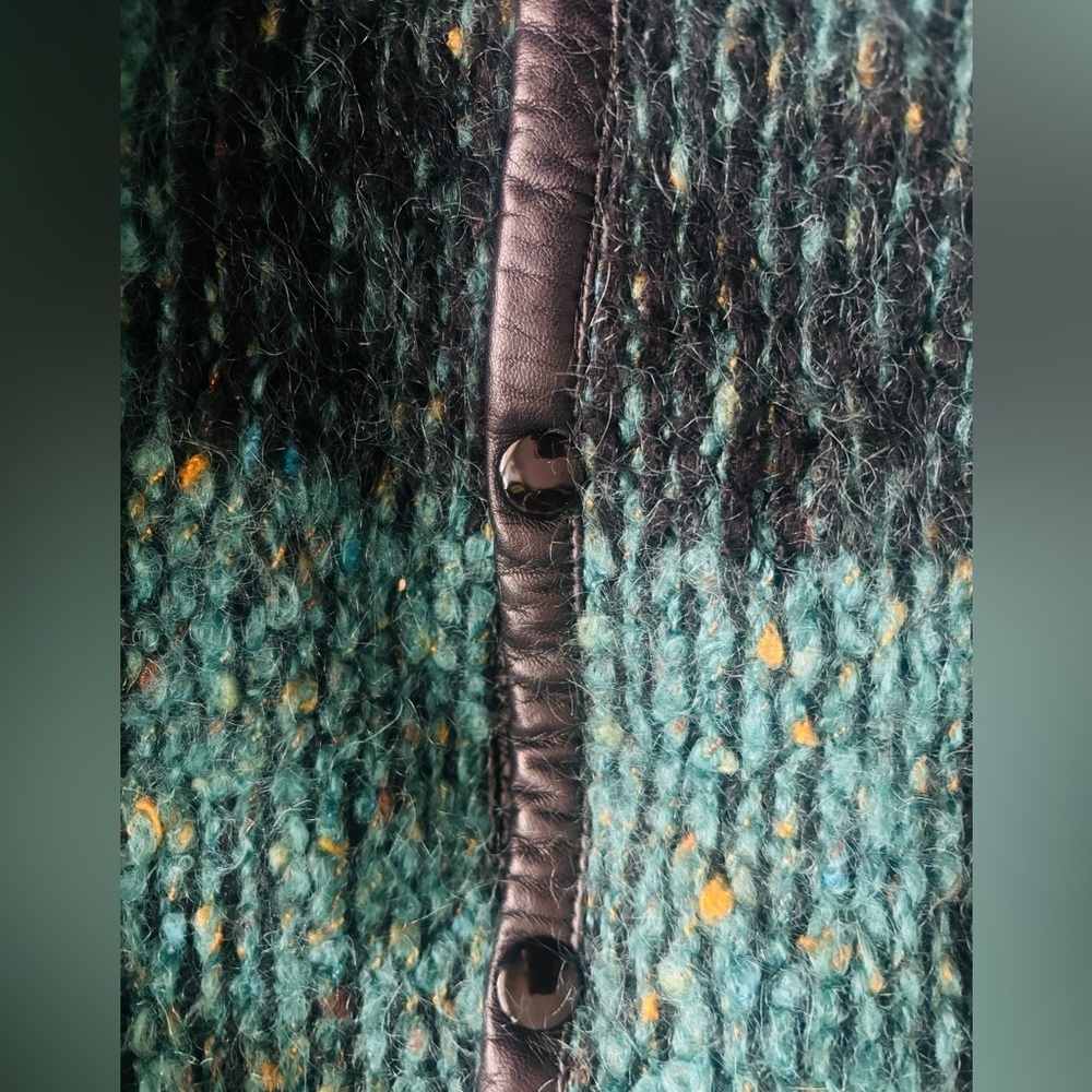 Vintage 1970’s Oversized Green & Black Checkered Mohair & Llama Jacket Size L - Picture 2 of 7